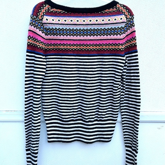 Gap fair aisle sweater black/white multi striped women’s XS cotton blend preppy - Picture 8 of 12